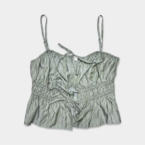 NWT CAMILA COELHO Blouse Size M Green Color Front Ties